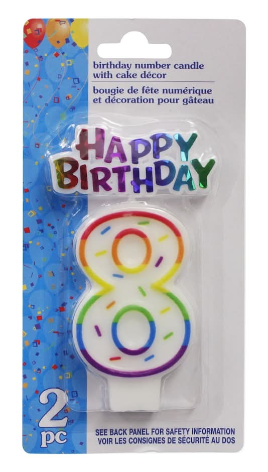 Number 8 Birthday Candles With Cake Decor (2 ct)