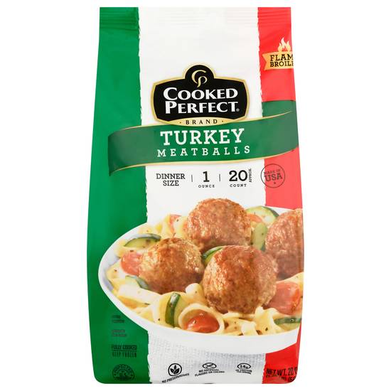 Cooked Perfect Dinner Size Turkey Meatballs