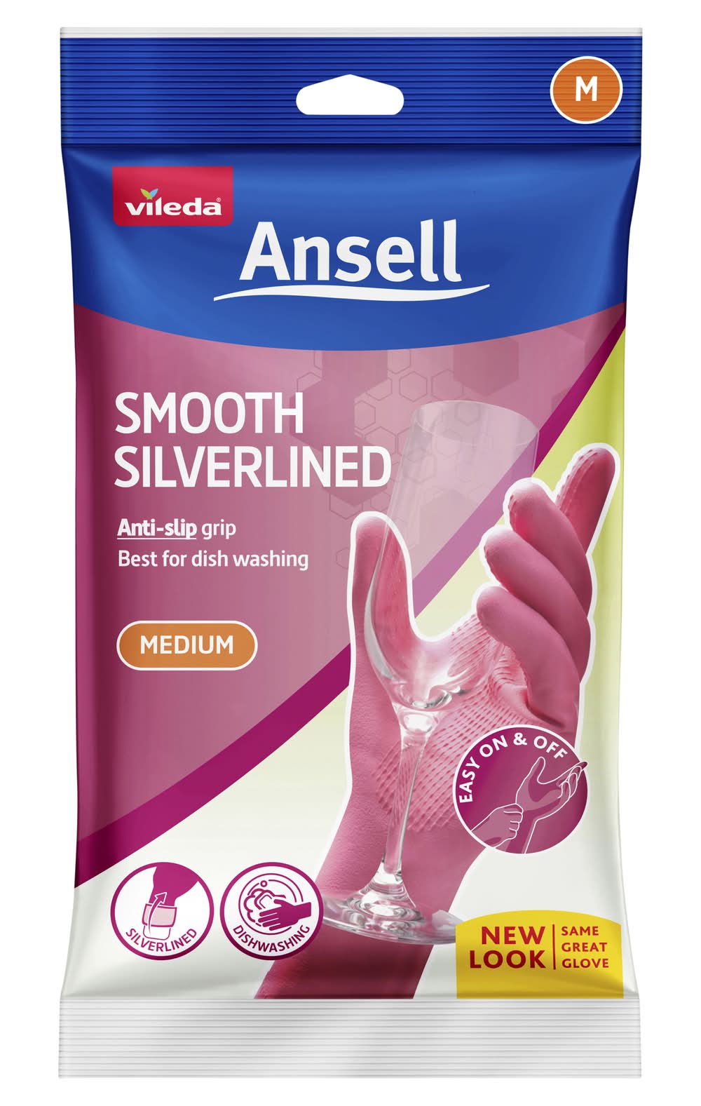 Ansell Smooth Silverlined Anti Slip Grip Gloves, Medium