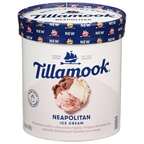 Tilamook Neapolitan Ice Cream (chocolate ripple-oregon strawberry-old fashioned vanilla)