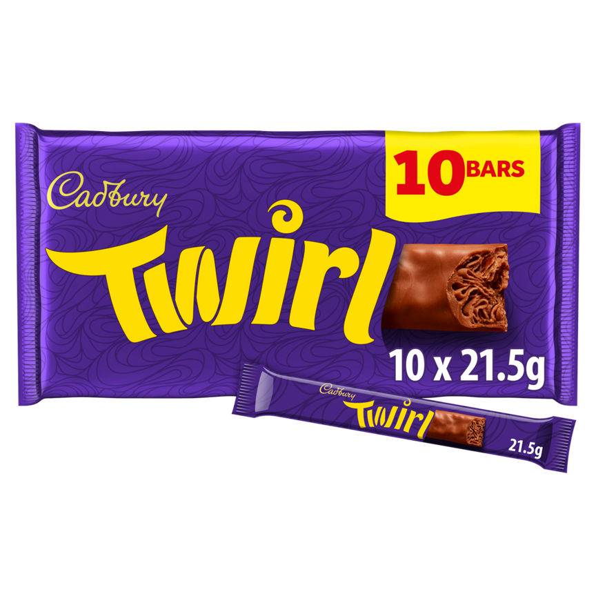 Cadbury Twirl Chocolate Bar 10 Pack 215g