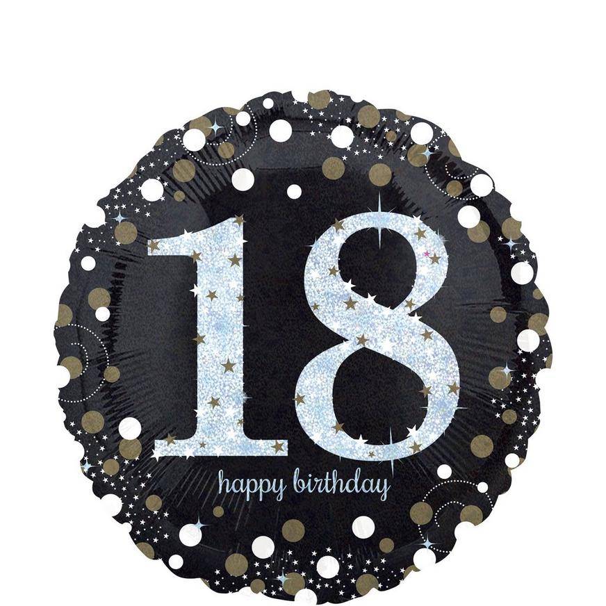 Party City Sparkling Celebration Uninflated (18th) Birthday Balloon (black-silver)