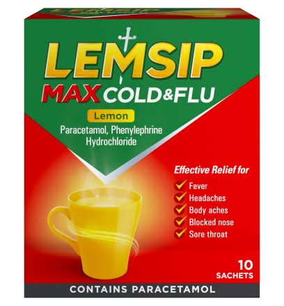 Lemsip Lemon, Max Cold & Flu Sachets (10 pack)