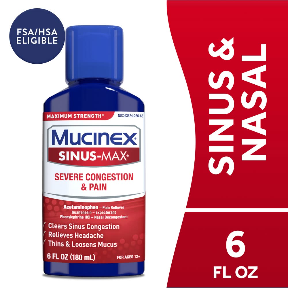 Mucinex Sinus-Max Maximum Strength Severe Congestion & Pain Relief (6 fl oz)