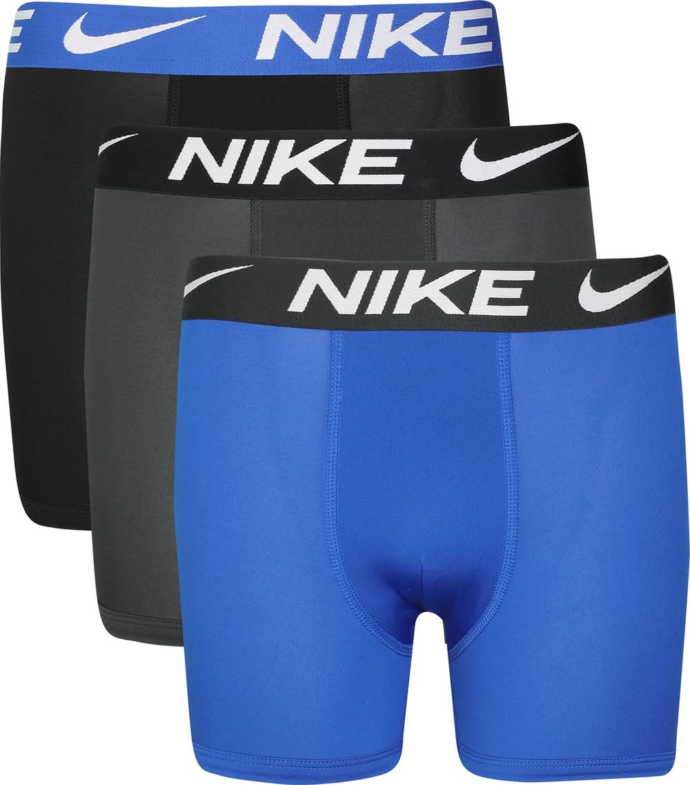 Nike Boys' MICRO Essential Dri-Fit Boxer Briefs, 3 Piece Set (Game Royal/Dk Smoke Grey, XL)