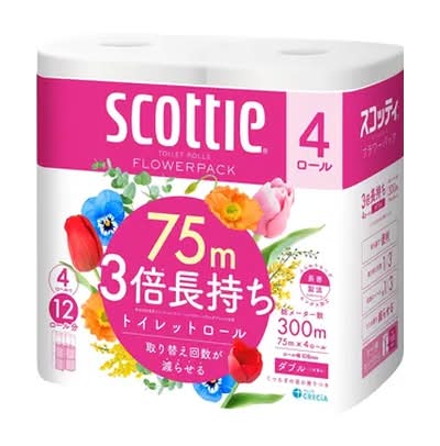 スコッティ フラワーパック 3倍長持ち ダブル - 75m (4 入)