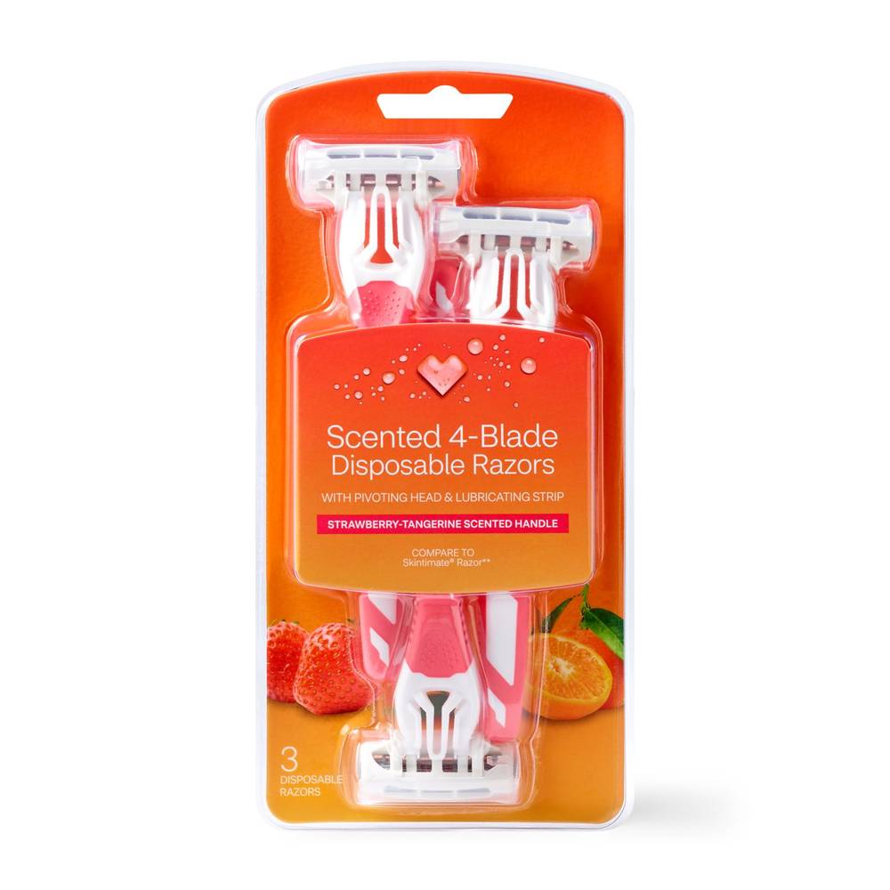 Cvs Health 4 Blade Disposable Razors (strawberry-tangerine) (3 ct)