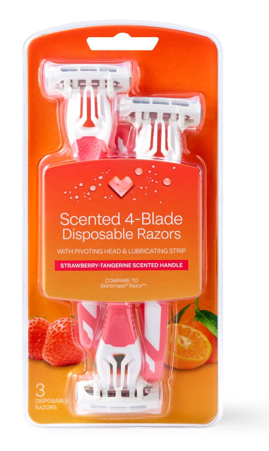 CVS Health 4 Blade Disposable Razors, Strawberry-Tangerine (3 ct)