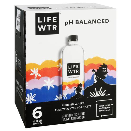 Lifewtr Ph Balanced Purified Water (6 ct, 1 L)