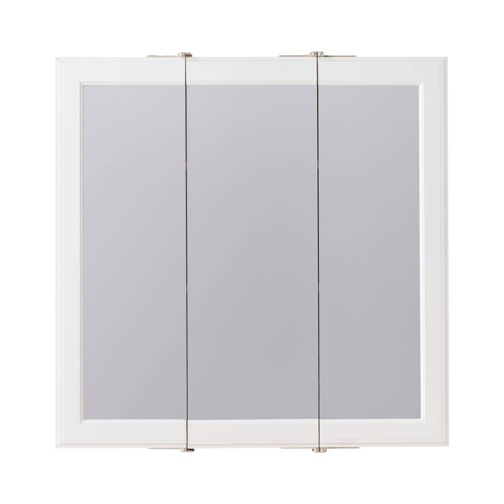 Project Source 24.25-in x 24-in Surface Mount White Mirrored Medicine Cabinet | 12024-1