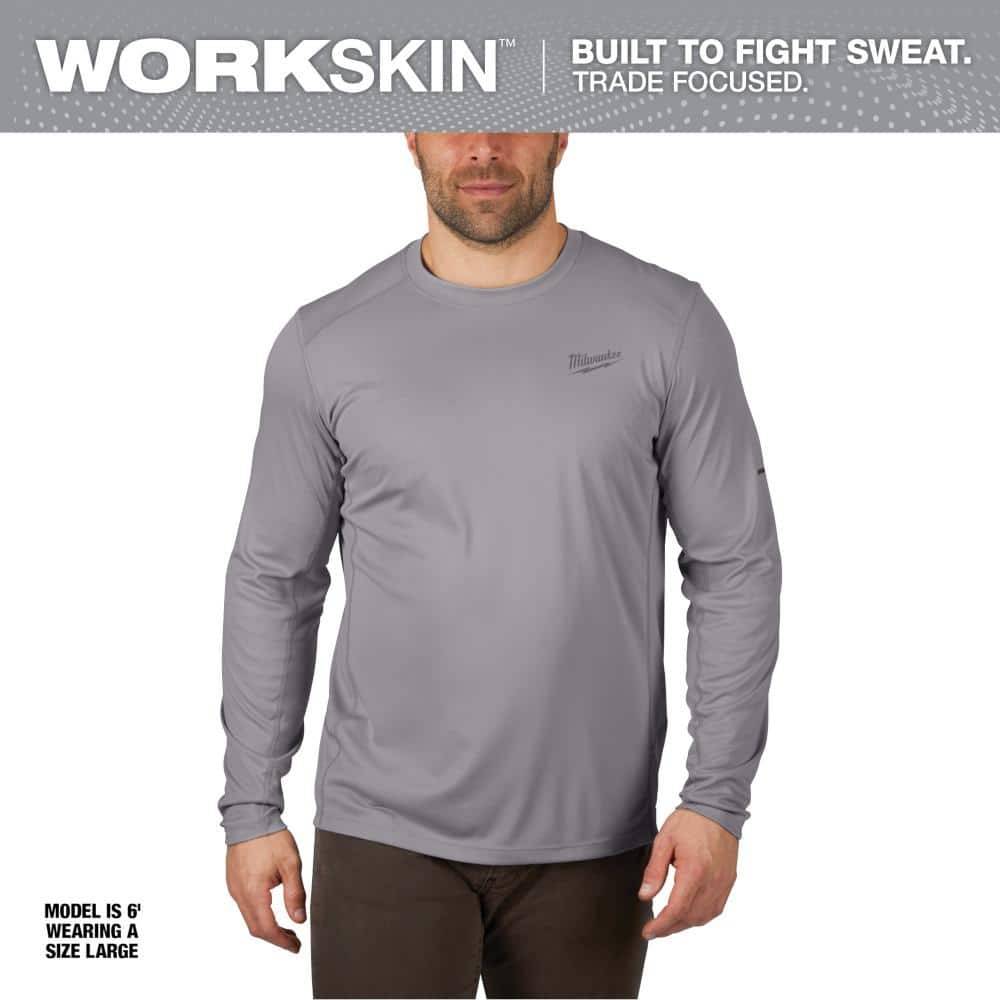 Milwaukee Gen Ii Men'S Work Skin 2Xl Gray Light Weight Performance Long-Sleeve T-Shirt