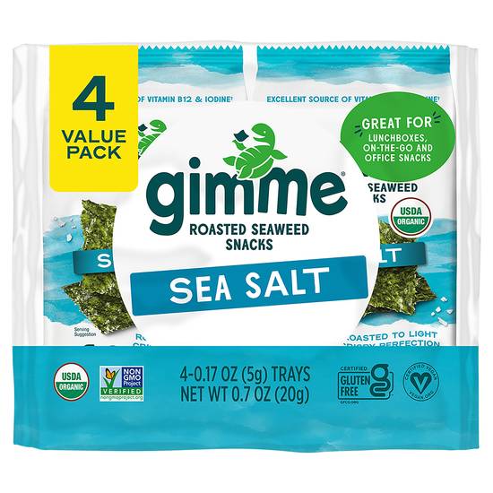 Gimme Organic Roasted Sea Salt Seaweed (4 x 0.2 oz)
