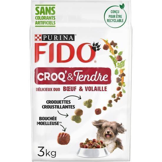 Fido® croq & tendre délicieux duo au bœuf & volaille - 3kg - croquettes pour chien adulte
