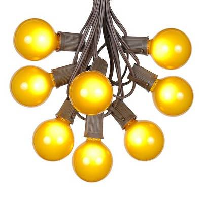 Novelty Lights 25 Feet Yellow G50 Globe Outdoor Patio String Lights, Brown Wire