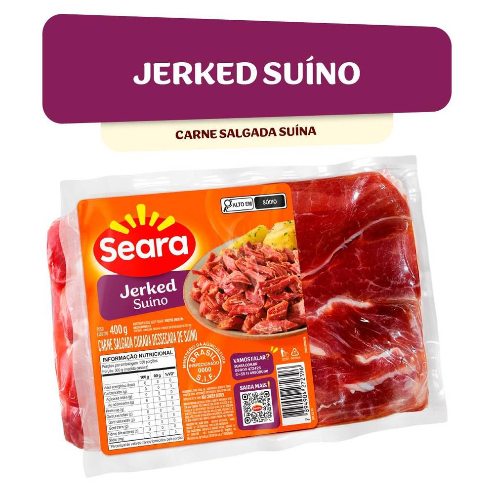 Seara carne salgada curada dessecada de suíno jerked (400 g)