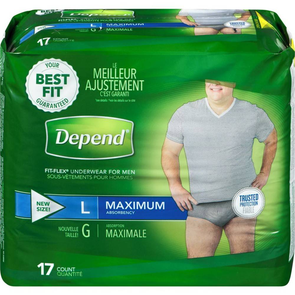 Depends Fit-Flex Incontinence Underwear, Men, L (17 ct)