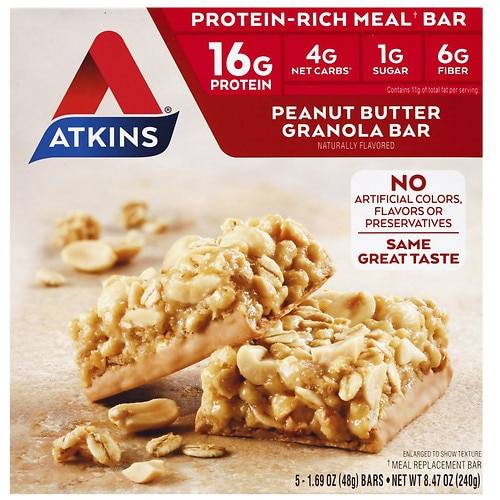 Atkins Advantage Peanut Butter Granola Bars Low Carb Peanut Butter Granola - 1.69 oz x 5 pack