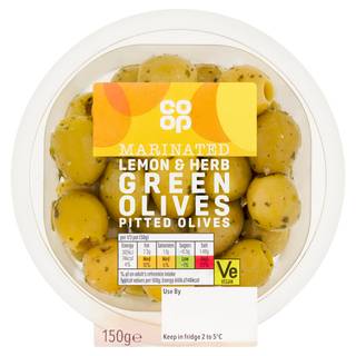 Co-op Lemon & Coriander Green Olives 150g