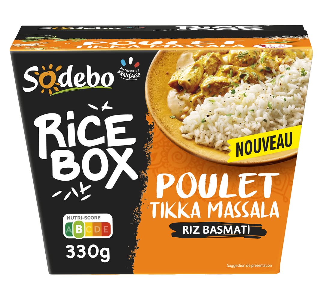 Sodebo - Rice box plat préparé à base de riz basmati, poulet tikka massala (330g)