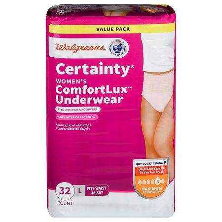 Walgreens Certainty Women's Comfortlux Underwear Large - (32.0 ct)