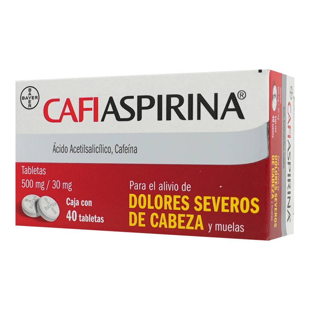 Bayer cafiaspirina analgésico ácido acetilsalicílico/cafeína tabletas 500 mg/30 mg (40 piezas)