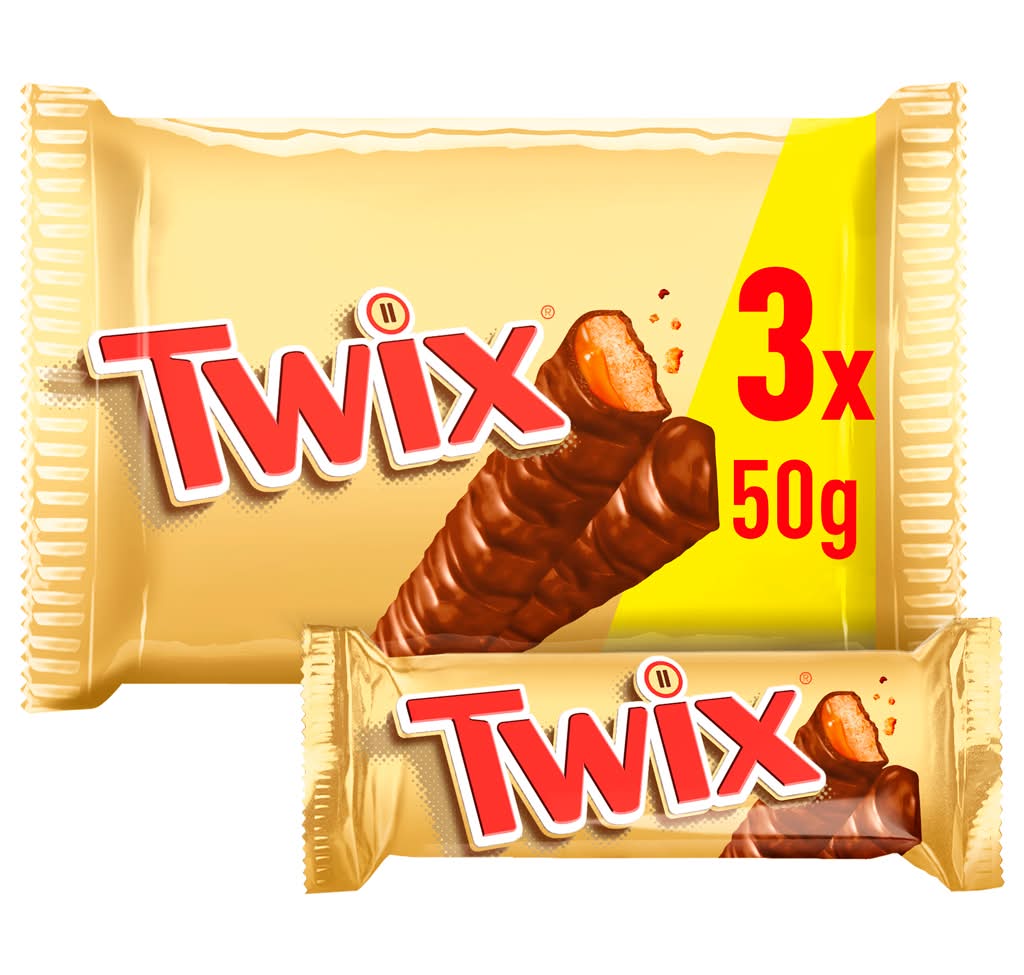 Twix - Snack de Chocolate, 3 x 50 g
