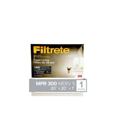 Filtre de base antipoussière «Milieu de vie pur» Filtrete(MC), MPR 300 (Taille: 20X20X1)