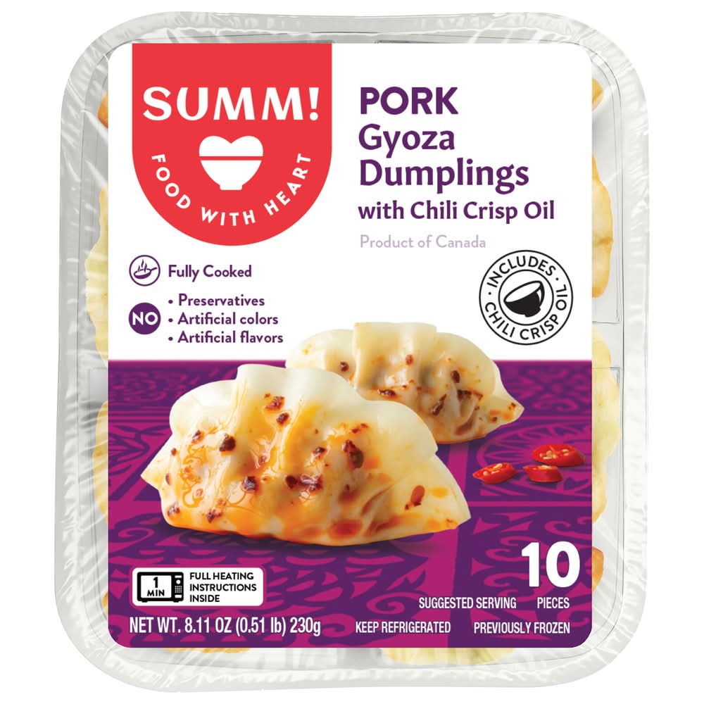 SUMM! Pork Gyoza Dumplings With Chili Crisp Oil, Pork (8.11 oz, 10 ct)