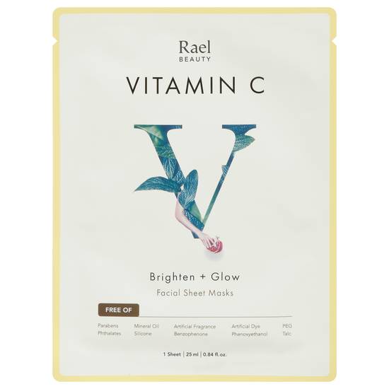 Rael Beauty Vitamin C Brighten + Glow Facial Sheet Masks