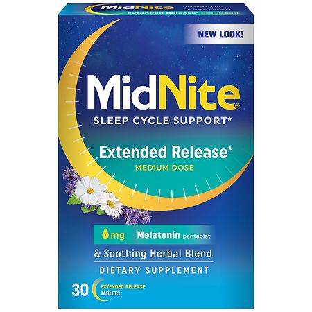 MidNite Extended Release Sleep Aid Melatonin 6mg Dietary Supplement (30 ct)