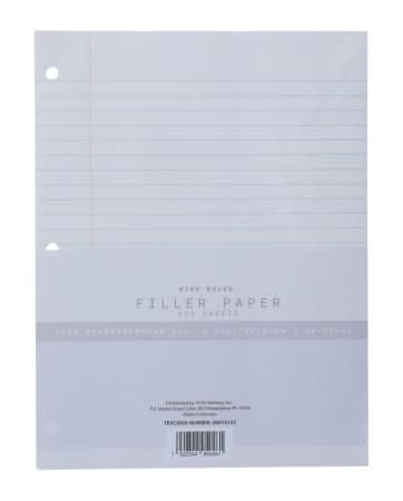 Wide Ruled Filler Paper With 3-Hole Punch, 125 Sheets