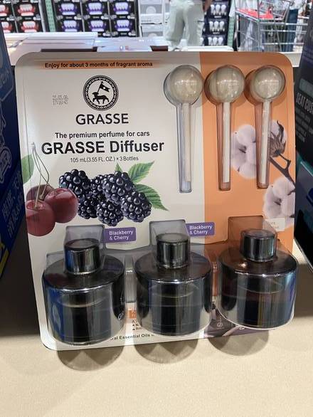 GRASSE カーディフューザー 3個 ブラックベリー&チェリー /ピュアコットン 天然エッセンシャルオイル使用