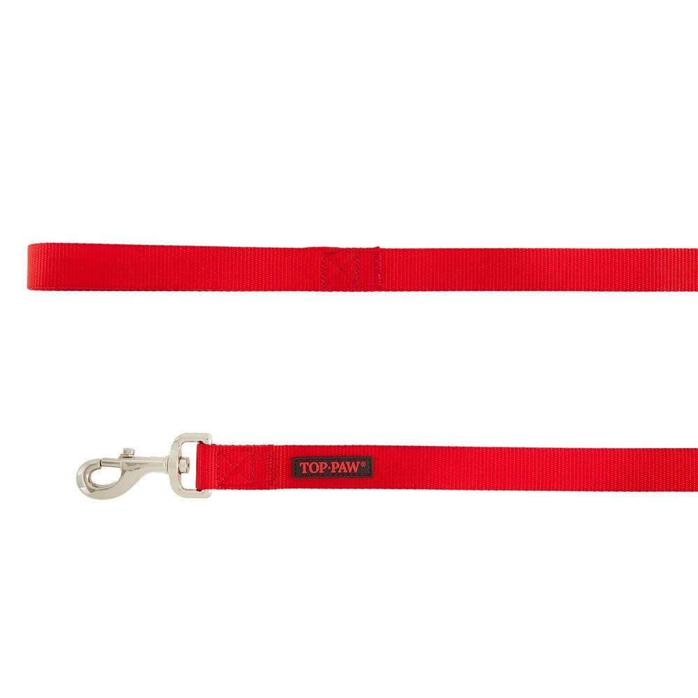 Top Paw Standard Dog Leash, 6 ft x 1 in, Red