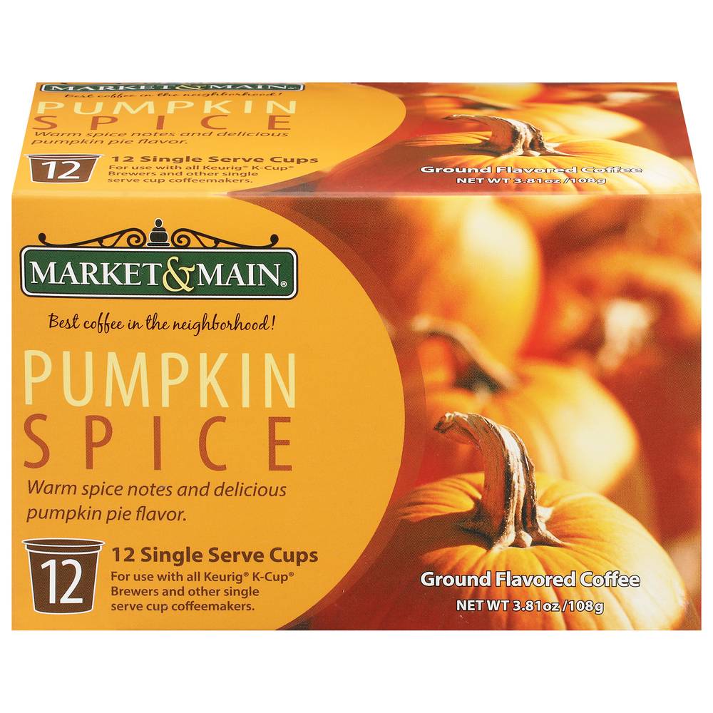 Market & Main Single Serve Cups Ground Pumpkin Spice Flavored Coffee (12 ct, 3.81 oz)