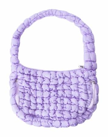 Puffy Quilted Handbag Purple