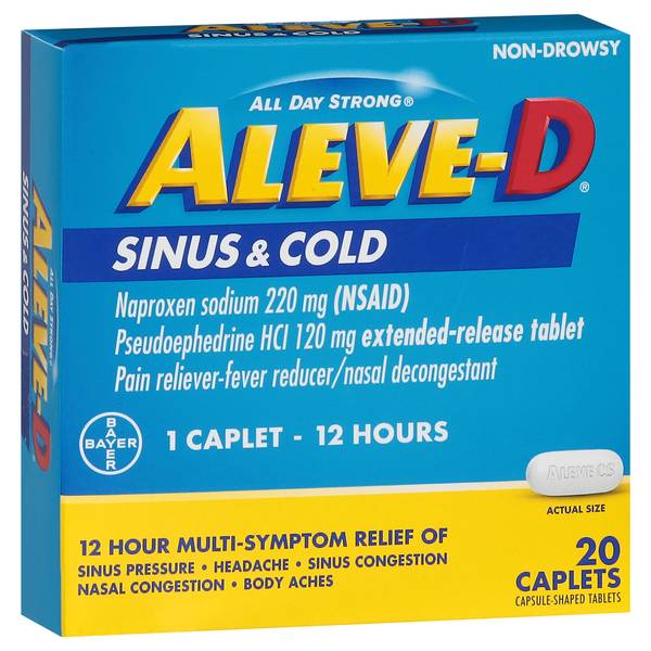 Aleve-D All Day Strong Sinus & Cold Nosal Decongestant Caplets (20 ct)