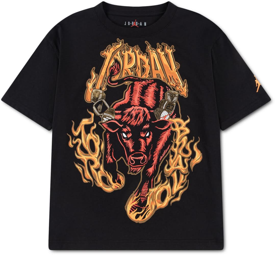 Jordan Boys' Toro Bravo Rings Retro Graphic T-Shirt (Black, L)