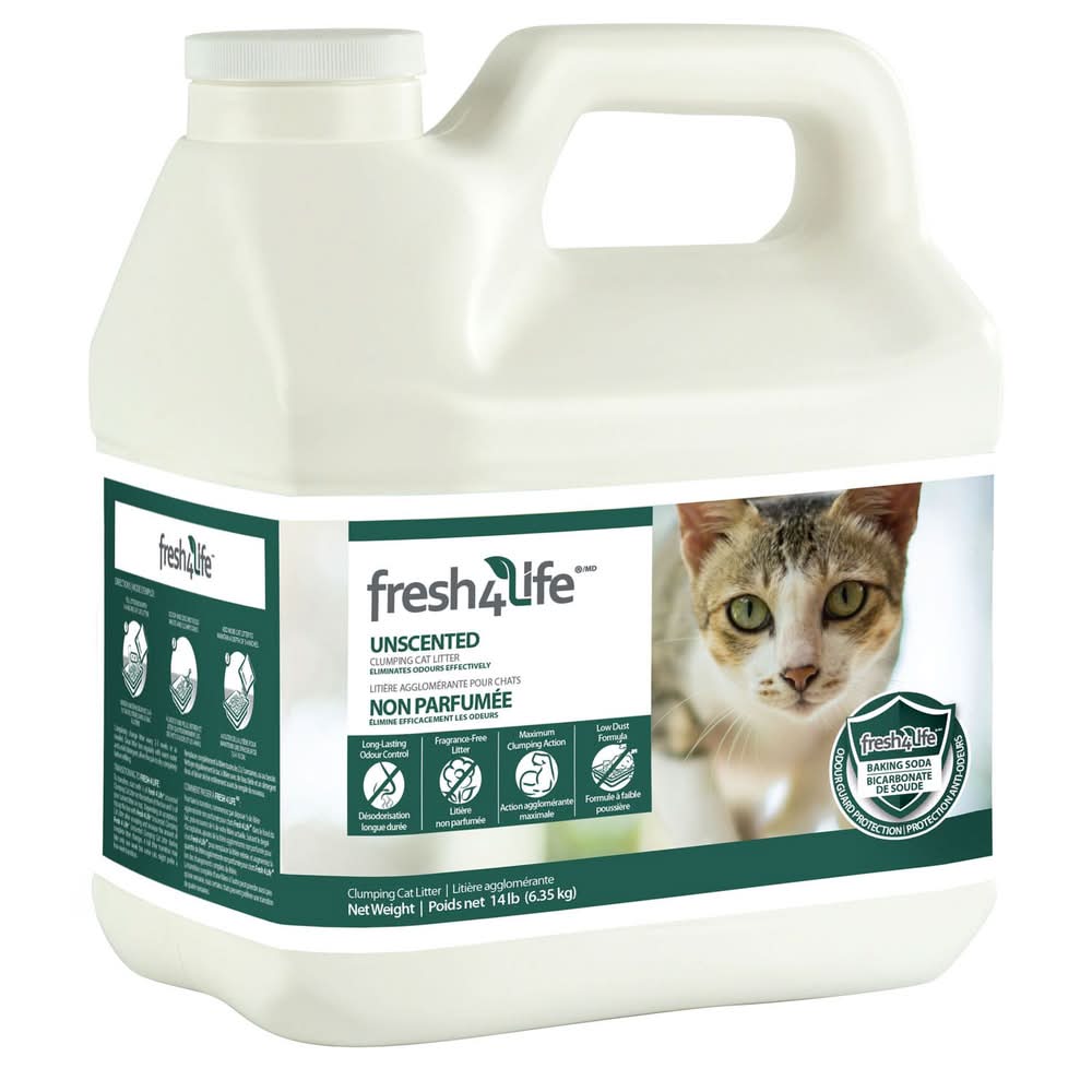 Fresh 4 Life Unscented Clumping Cat Litter, 14 lb