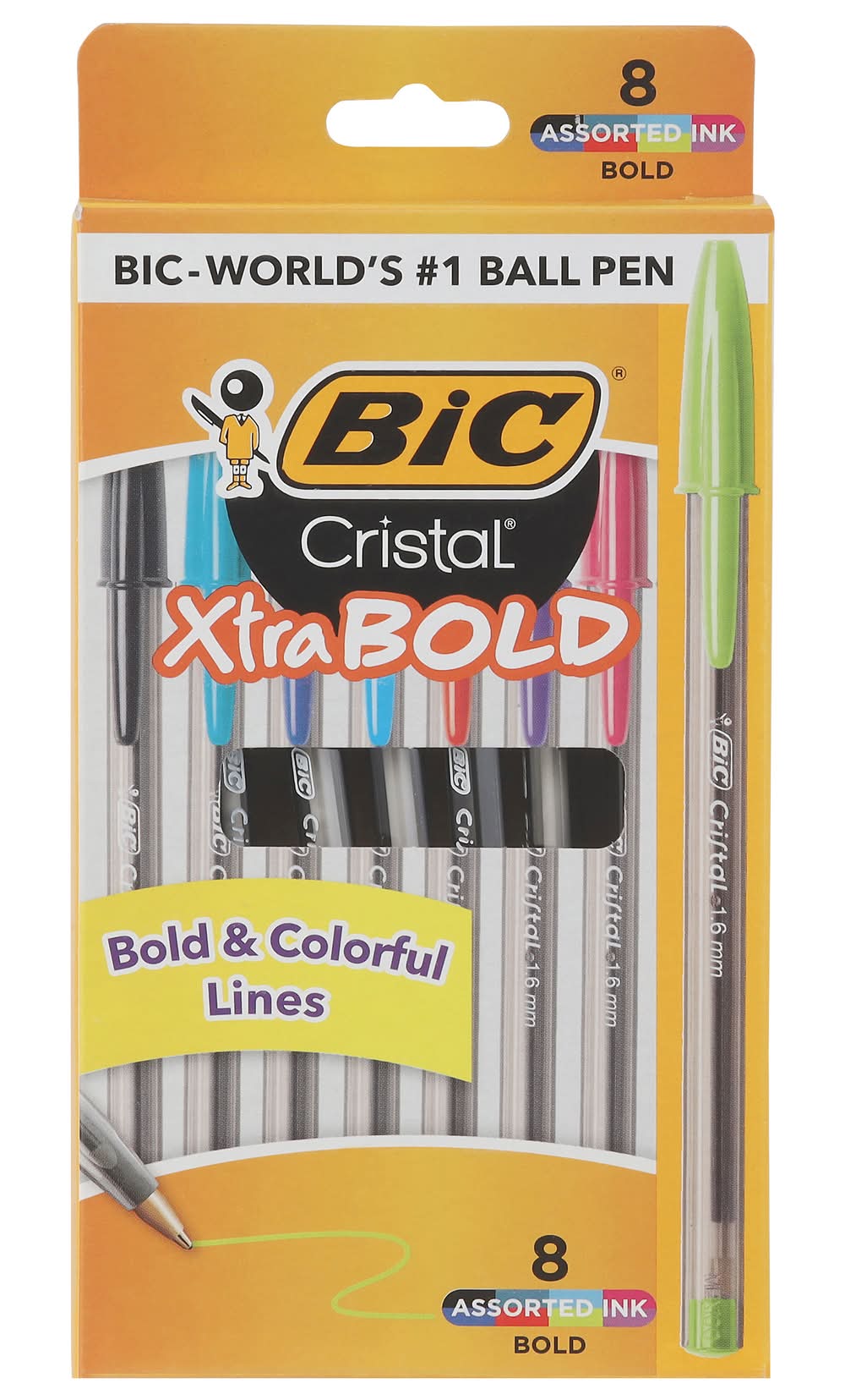 BiC Cristal Xtra Bold Ball Pens, Assorted (3.2 oz, 8 ct)
