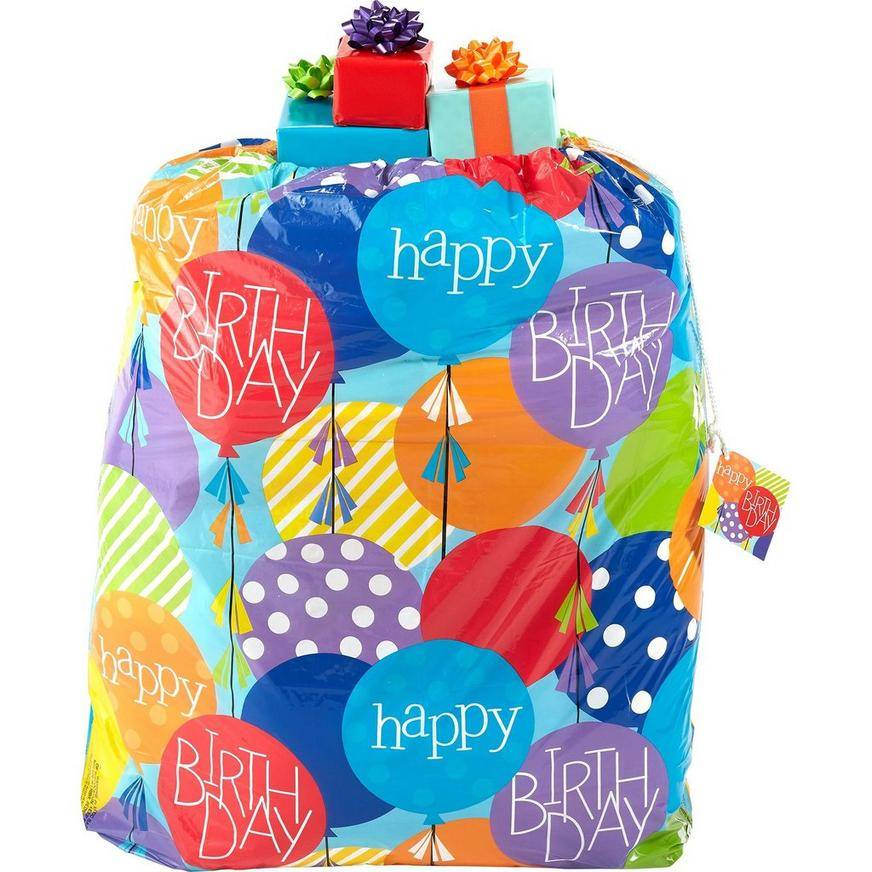 Party City Colorful Balloons Birthday Gift Sack (36 in x 44 in/assorted)