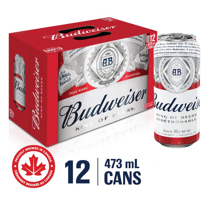 Budweiser American Style Lager Beer (12 x 473 ml)