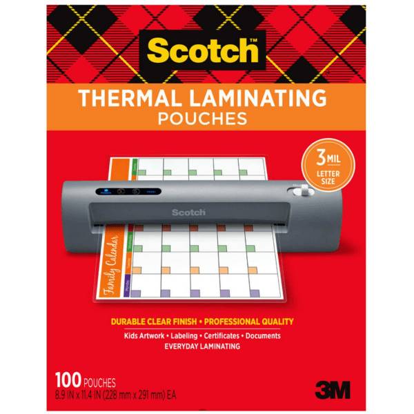 Scotch Thermal Laminating Pouches 8.9 X 11.4 Inches Letter Size Sheets