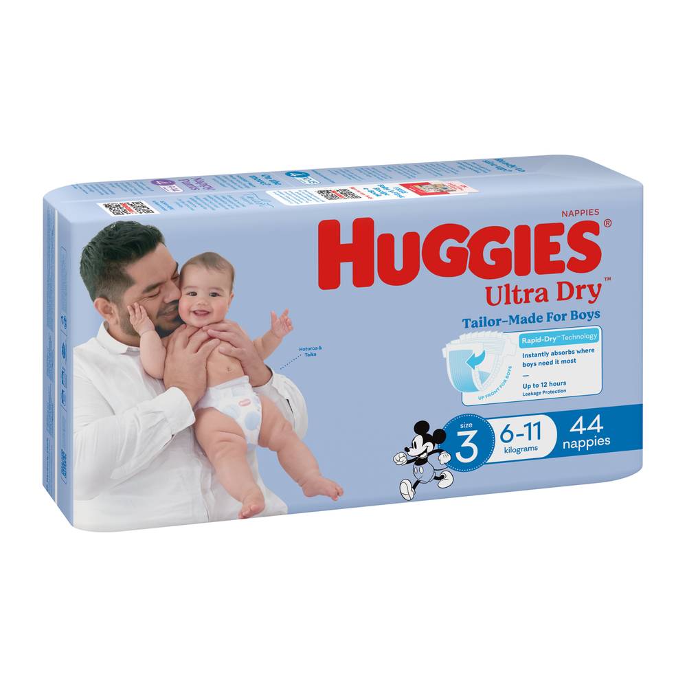 Huggies Ultra Dry Nappies Boys Size 3 (6-11kg) 44 pack