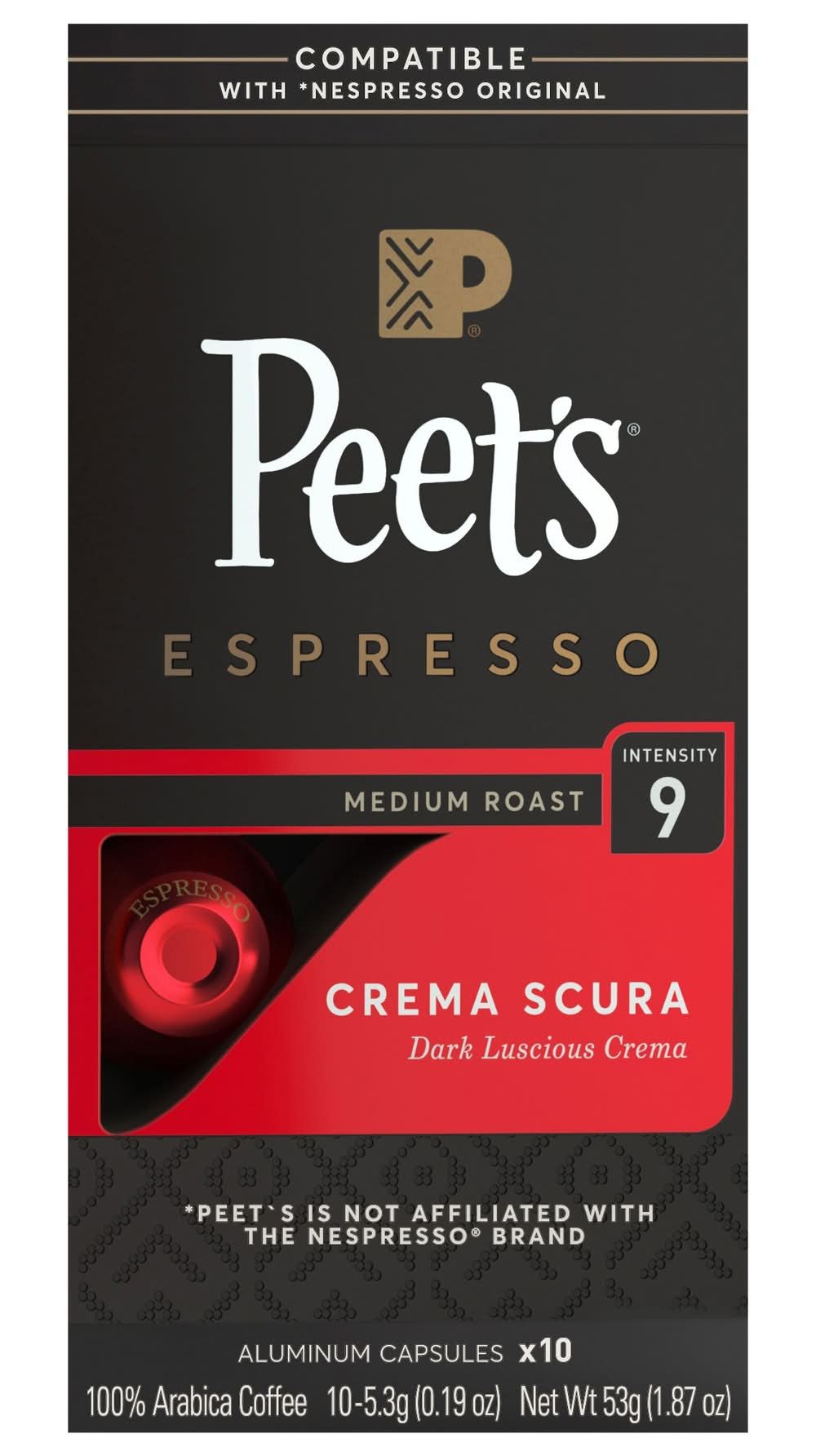 Peet's Coffee Espresso Crema Scura Medium Roast Aluminum Capsules (1.87 oz, 10 ct)