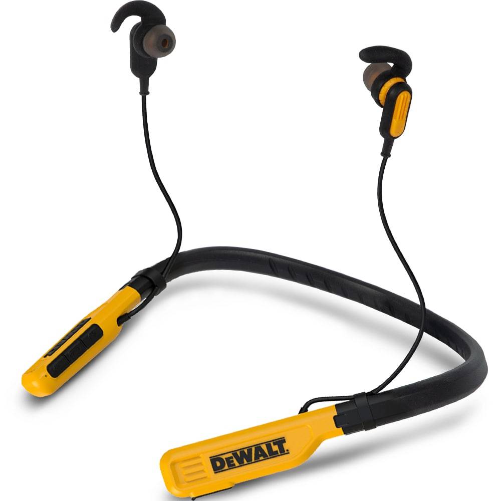 DeWalt Wireless Bluetooth Neckband Headphones, Yellow-Black