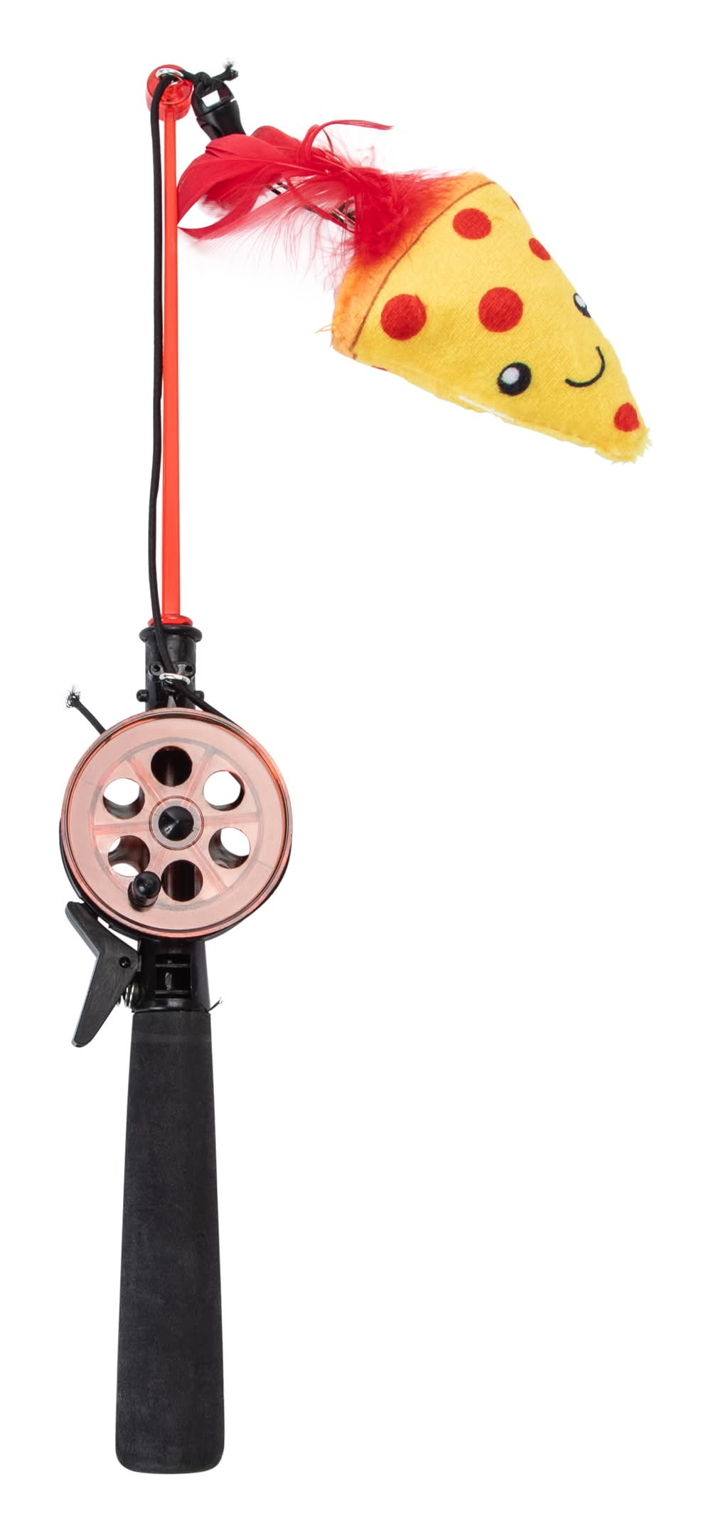 Fishing Rod Cat Toy With Plush Crinkle Teaser Pizza