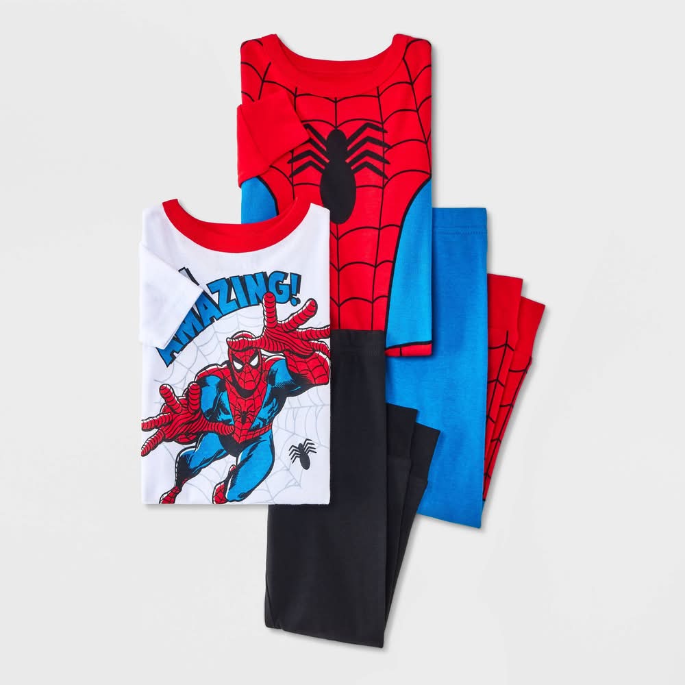 Spider-Man Toddler Boys' Cotton Snug Fit Pajama Set, 2T, Red (4 ct)