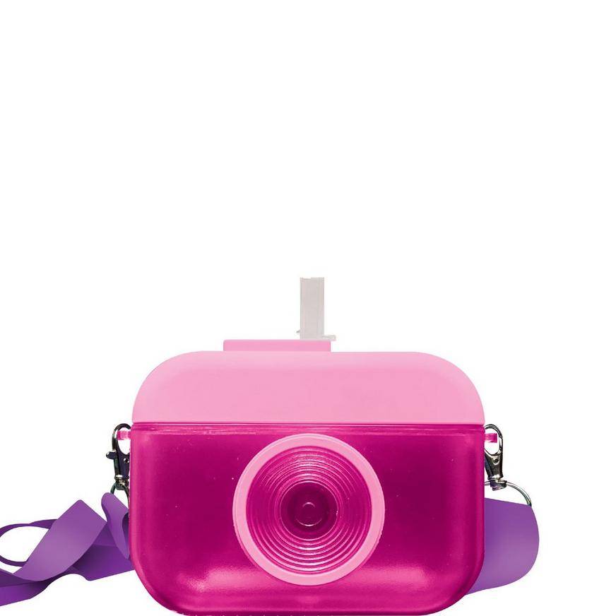 Pool Party Camera Plastic Cup with Strap Straw, 13oz