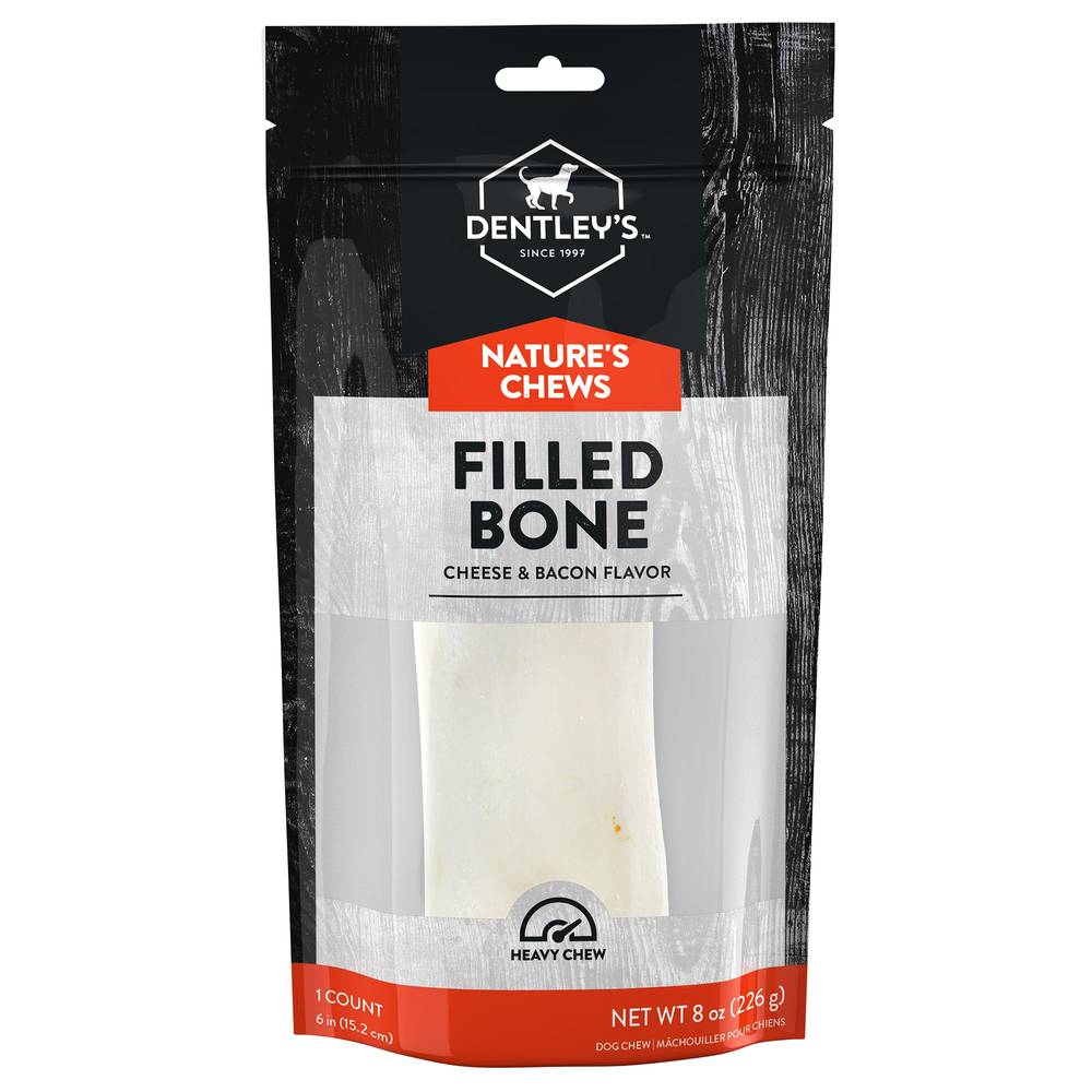 Dentley's Medium Filled Femur Bone Dog Chew, Cheese-Bacon, Large (8 oz)