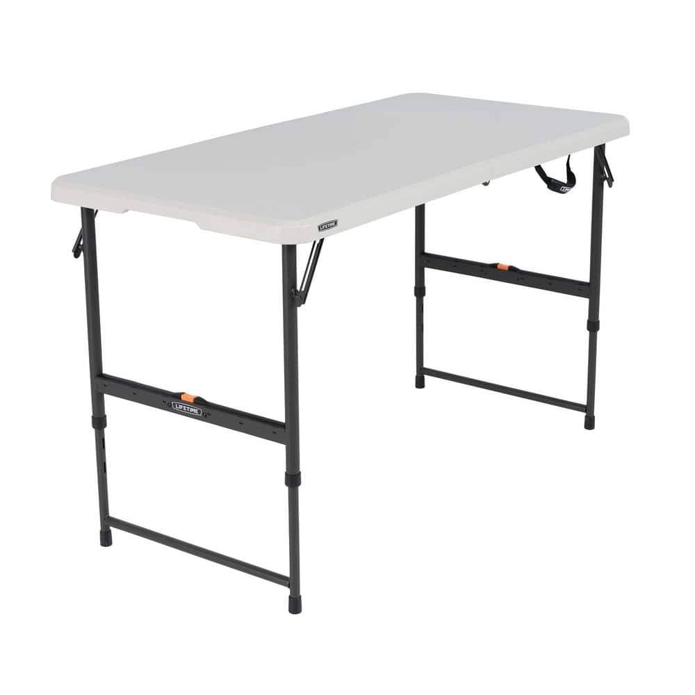 Lifetime One Hand Adjustable Height Fold-In-Half Resin Table, Almond